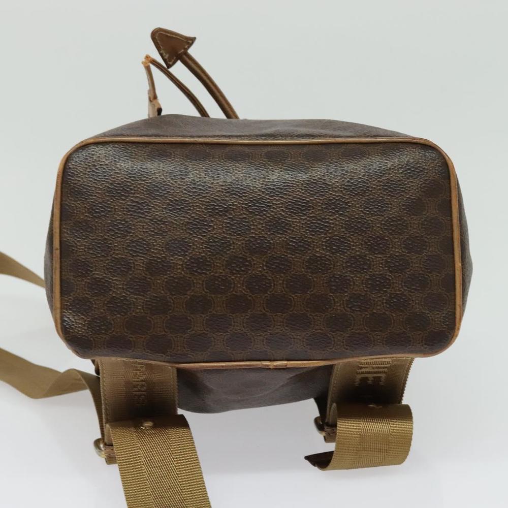 CELINE Macadam Canvas Backpack PVC Leather Brown Gold Auth hk2918 - Picture 5 of 16
